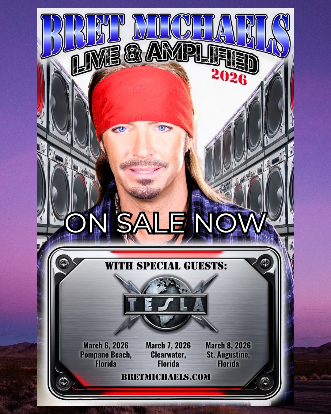 Bret Michaels Live and Amplified Tour Poster 2026